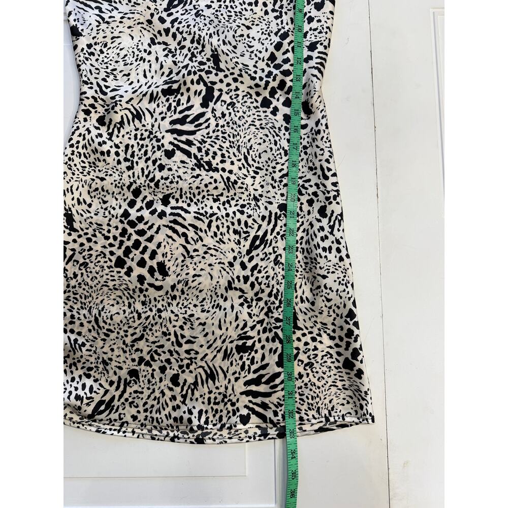 Timing Womens Sz M Animal Print Drape Neck Satin Feel Slip Midi Dress - Picture 4 of 7